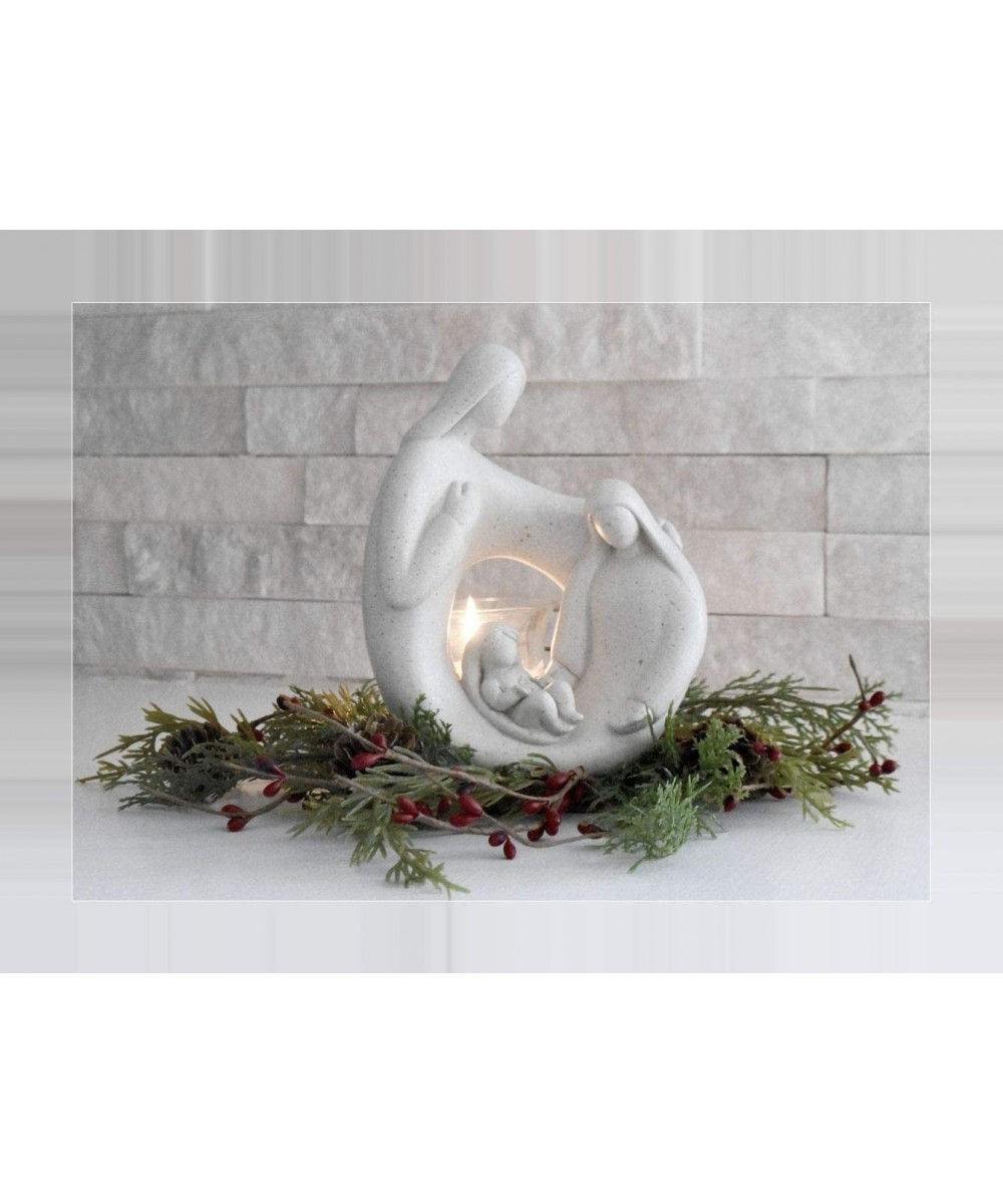 Christmas Nativity Set Statue Figurine with LED Tealight Candle Holder for Unique Decoration Gift Present for Holidays - C418...