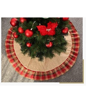 Christmas Tree Skirt-48 inches Large Burlap with Plaid Ruffle Trim Skirt for Indoor Outdoor Christmas Decorations Home and Ho...