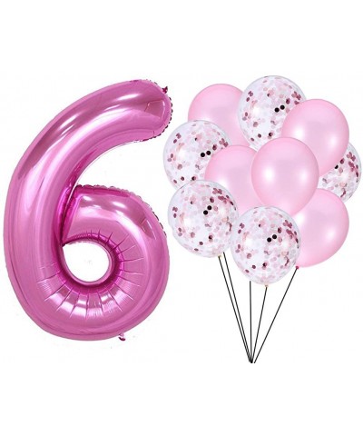 Pink Number 6 Balloon Confetti Balloons - C218QDNRRUX $6.67 Balloons
