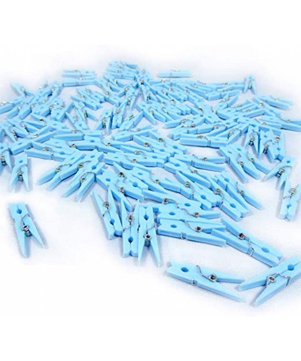 60 Pack 1.4" Inch Mini Blue Clothespins Plastic Baby Shower Favors Party Game Scatter Decorations DIY Baby Boy Girl Gender Re...