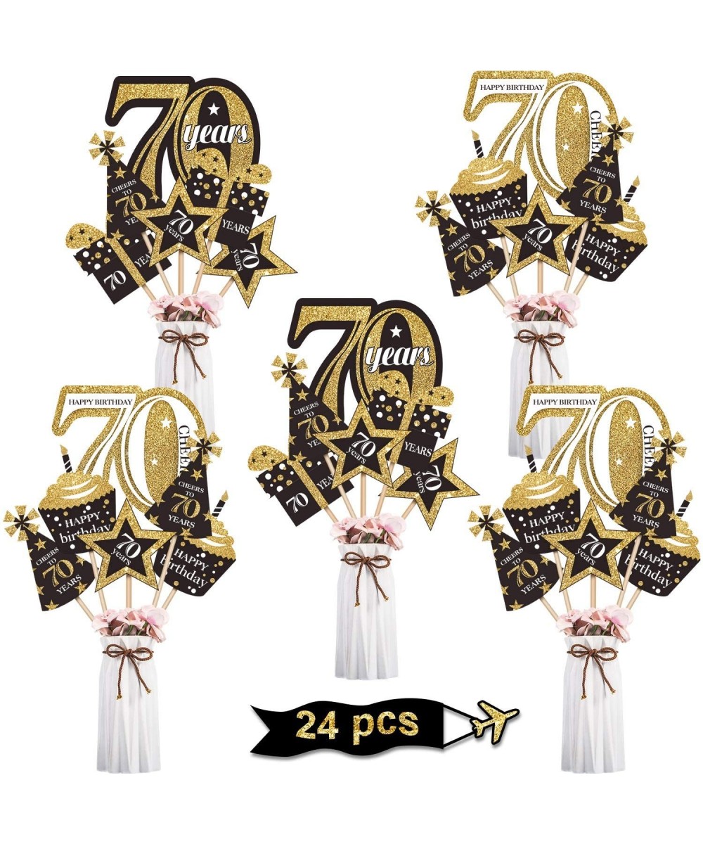 Birthday Party Decoration Set Golden Birthday Party Centerpiece Sticks Glitter Table Toppers Party Supplies- 24 Pack (70th Bi...