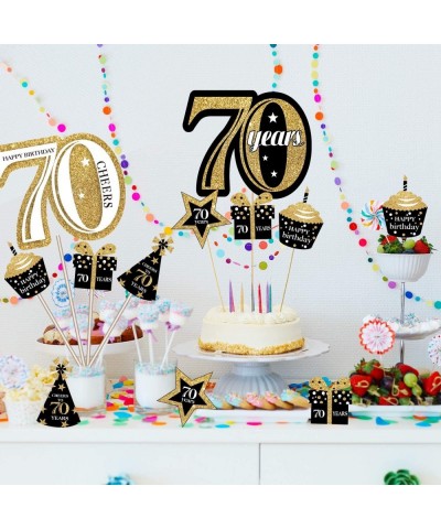 Birthday Party Decoration Set Golden Birthday Party Centerpiece Sticks Glitter Table Toppers Party Supplies- 24 Pack (70th Bi...