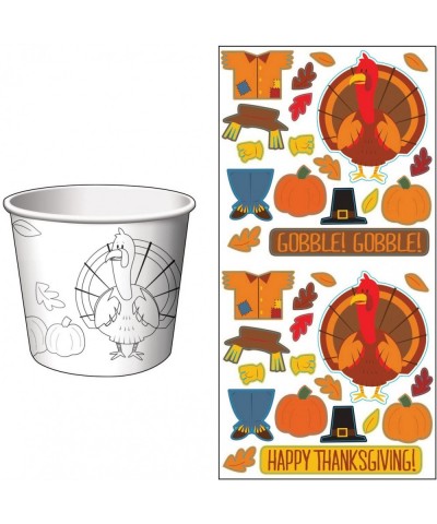 6 Count Thanksgiving Treat Cups with Activity Stickers- White - CR12563SIQ5 $5.43 Party Tableware