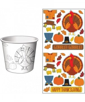 6 Count Thanksgiving Treat Cups with Activity Stickers- White - CR12563SIQ5 $5.43 Party Tableware