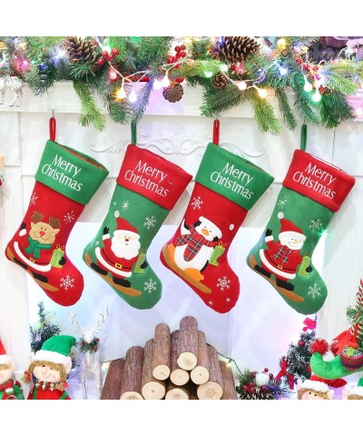 4 PCS Rustic Christmas Stockings Vintage Xmas Holiday Party Home Decorations Gifts- 20" - Style1 - CZ18SM3RYWS $24.96 Stockin...