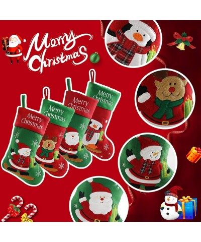 4 PCS Rustic Christmas Stockings Vintage Xmas Holiday Party Home Decorations Gifts- 20" - Style1 - CZ18SM3RYWS $24.96 Stockin...