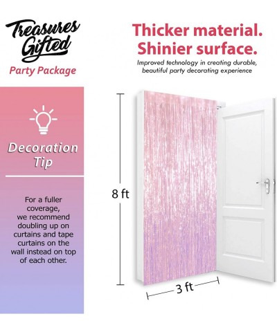 Metallic White Rainbow Iridescent Foil Fringe Curtains 3 Ft x 8 Ft Pack of 1 for Bachelorette Swan Princess Unicorn Photo Boo...