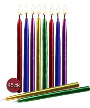 Multicolor Metallic Birthday Candles - 45 Pack - Dripless Decorating Candle for Centerpiece Holders- Cakes and Parties - Eleg...