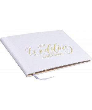 Wedding Guest Book- Black or White Wedding Guest Book- Leather Bound Guest Book with Gold Foil Writing- Blank Unlined Pages P...