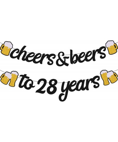 28th Birthday Decorations Cheers to 28 Years Banner for Men Women 28s Birthday Backdrop Wedding Anniversary Party Supplies Bl...