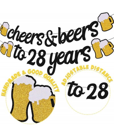 28th Birthday Decorations Cheers to 28 Years Banner for Men Women 28s Birthday Backdrop Wedding Anniversary Party Supplies Bl...