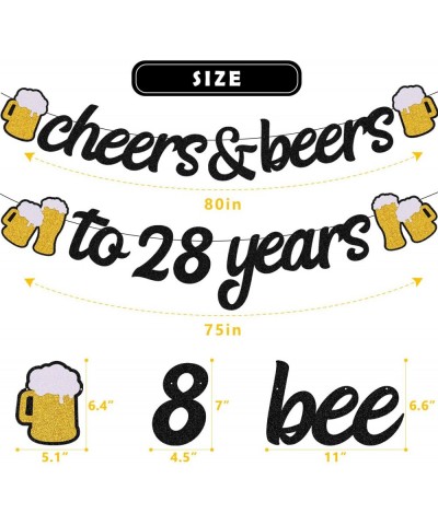 28th Birthday Decorations Cheers to 28 Years Banner for Men Women 28s Birthday Backdrop Wedding Anniversary Party Supplies Bl...