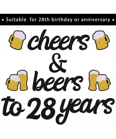 28th Birthday Decorations Cheers to 28 Years Banner for Men Women 28s Birthday Backdrop Wedding Anniversary Party Supplies Bl...