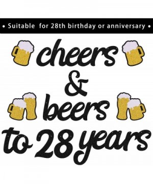 28th Birthday Decorations Cheers to 28 Years Banner for Men Women 28s Birthday Backdrop Wedding Anniversary Party Supplies Bl...