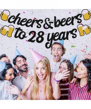 28th Birthday Decorations Cheers to 28 Years Banner for Men Women 28s Birthday Backdrop Wedding Anniversary Party Supplies Bl...