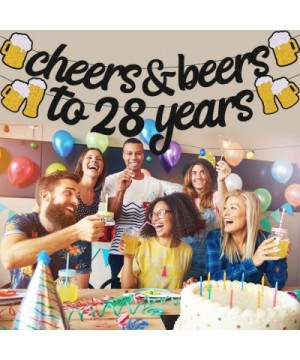 28th Birthday Decorations Cheers to 28 Years Banner for Men Women 28s Birthday Backdrop Wedding Anniversary Party Supplies Bl...