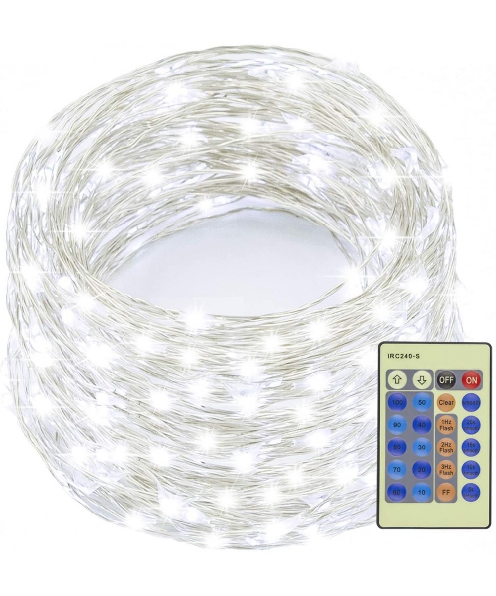 99 Feet 300 LED Cool White Fairy Christmas String Lights Dimmable with Remote Control- UL Listed Copper String Lights for Par...