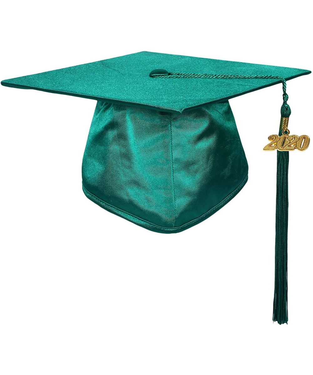 Unisex Adult Shiny Graduation Cap with 2020 Tassel Year Charm - Forest Green - C918GU0LL27 $7.31 Party Hats
