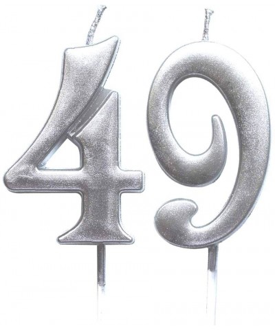 Silver 49th Birthday Numeral Candle- Number 49 Cake Topper Candles Party Decoration for Women or Men - CM18TZGD66I $5.63 Cake...