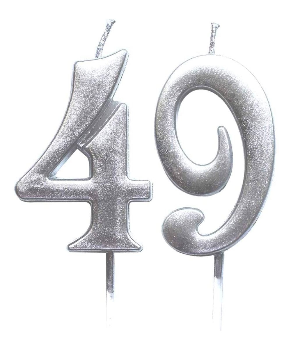 Silver 49th Birthday Numeral Candle- Number 49 Cake Topper Candles Party Decoration for Women or Men - CM18TZGD66I $5.63 Cake...