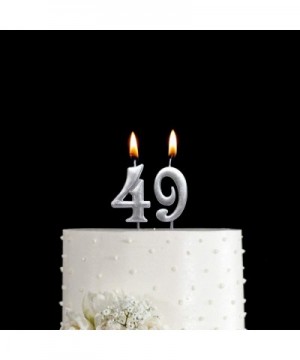 Silver 49th Birthday Numeral Candle- Number 49 Cake Topper Candles Party Decoration for Women or Men - CM18TZGD66I $5.63 Cake...