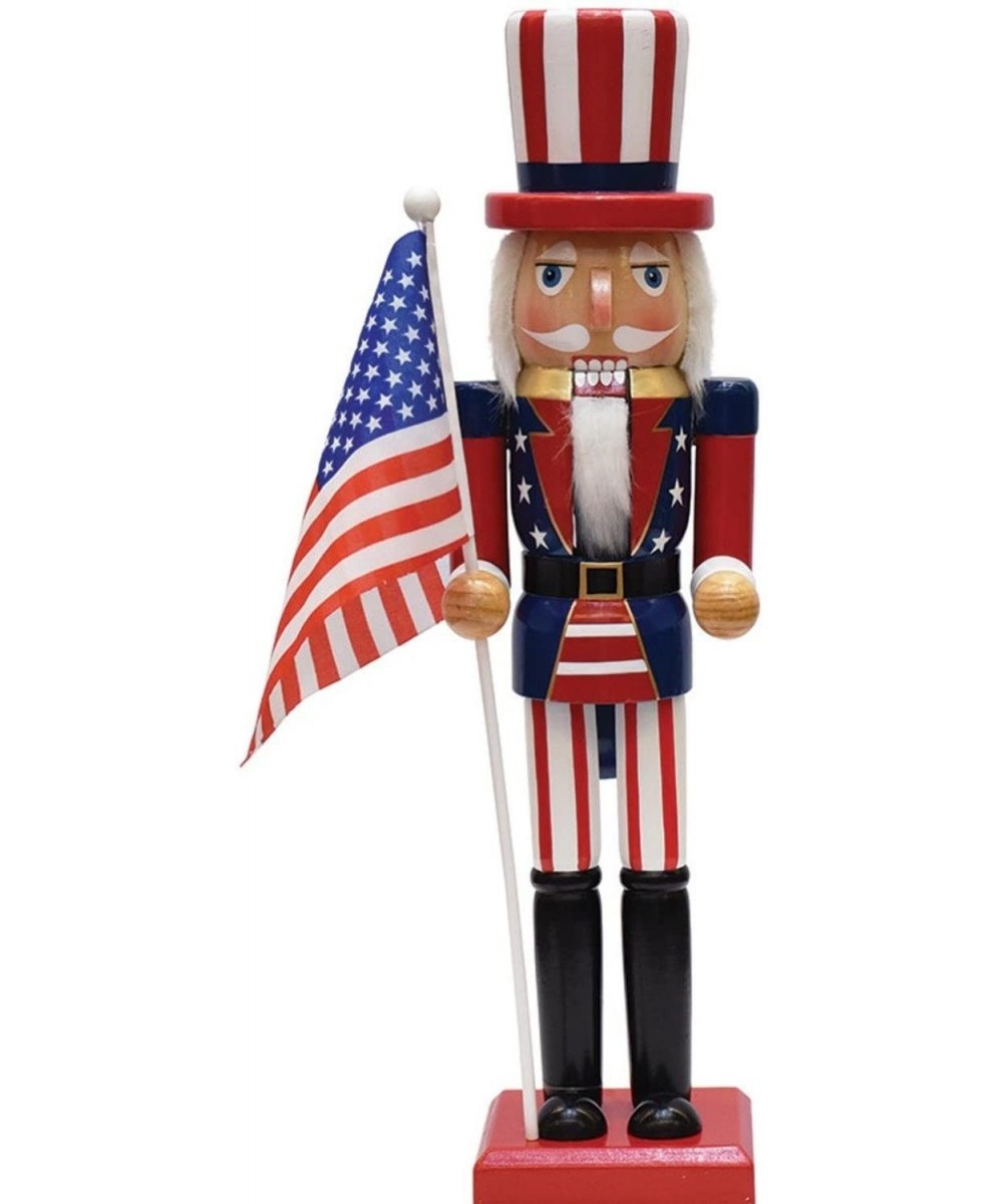 Decorative Wooden Patriotic Uncle Sam Christmas Nutcracker- 15"- Red/White/Blue - CF12IOJKKB9 $26.13 Nutcrackers