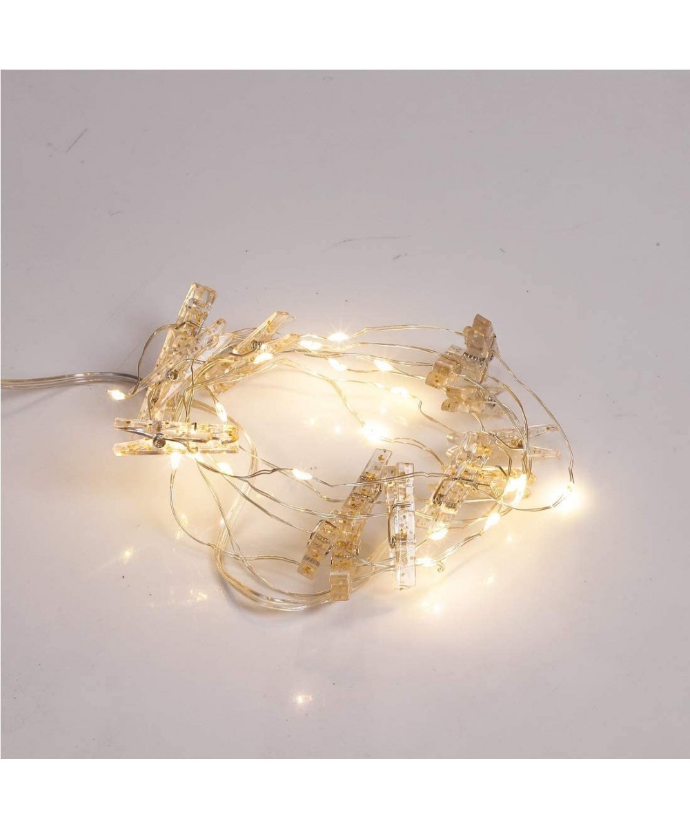 20 LED Photo Hanging Clips Strip Light Clip Photo Holders Battery Powered Home Party Decoration (Gold) - Gold - CL18R9LTCY3 $...