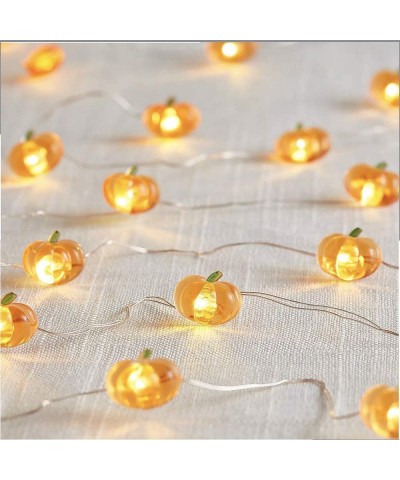 Pumpkin String Lights Battery Powered Lights 10ft 40 LEDs Halloween Decorations Lights with Remote & Timer Silver Coated Copp...