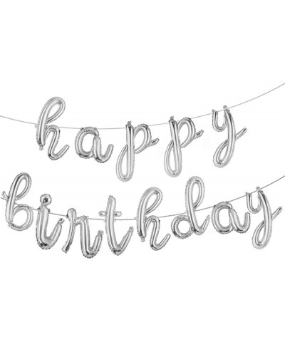 Happy Birthday Balloons- Aluminum Foil Banner Balloons for Birthday Party Decorations and Supplies (Lowercase Silver) - Lower...