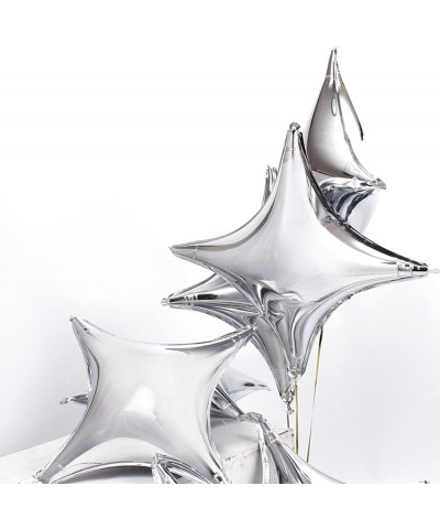 24" Star Shape Foil Mylar Balloon Silver Quadrangle Balloon - 24pcs Four Angle Star Balloons for Birthday Party & Wedding Dec...