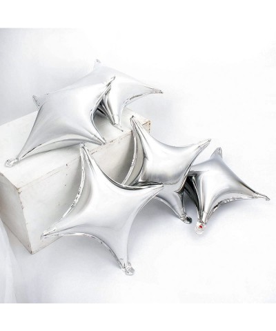 24" Star Shape Foil Mylar Balloon Silver Quadrangle Balloon - 24pcs Four Angle Star Balloons for Birthday Party & Wedding Dec...