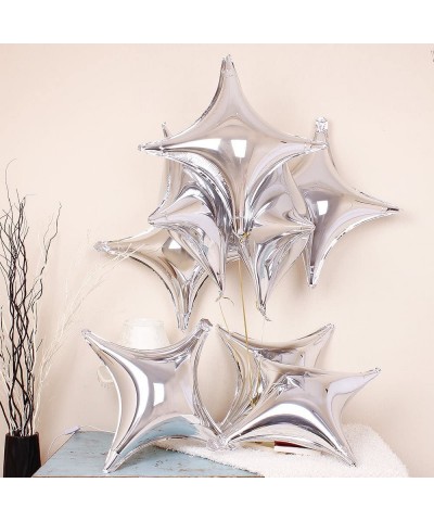 24" Star Shape Foil Mylar Balloon Silver Quadrangle Balloon - 24pcs Four Angle Star Balloons for Birthday Party & Wedding Dec...