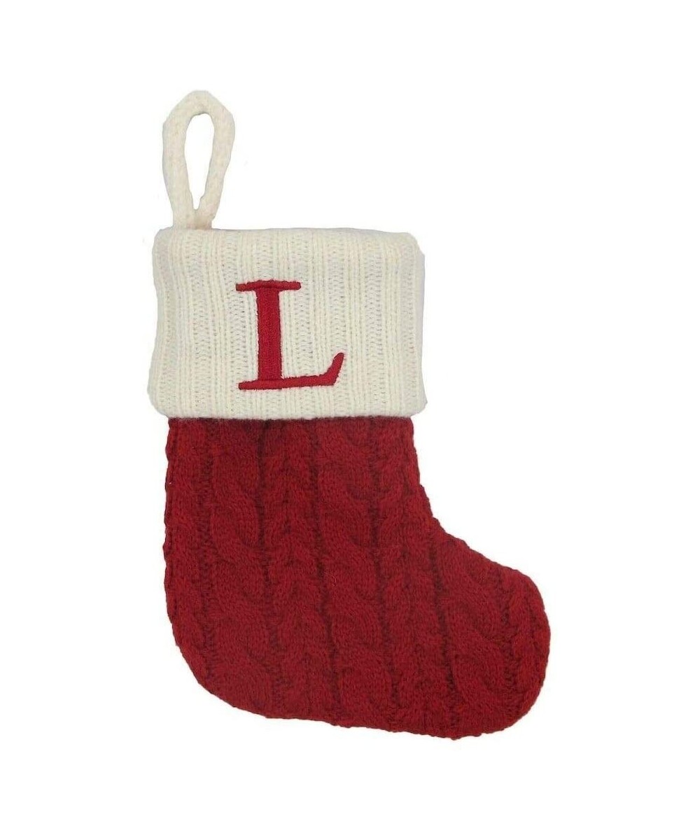 Mini 7-in Knit Monogram Christmas Stocking- Letter L - Red - C812NTX9YHN $6.96 Stockings & Holders