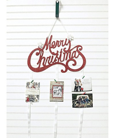 Merry Christmas Card Holder - Merry Christmas (Red Glitter) - CB18KADYWX8 $13.32 Stockings & Holders