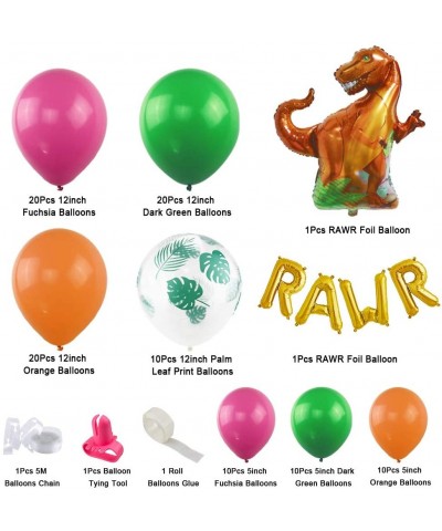 102Pcs Girls Dinosaur Tropical Hawaiian Balloon Garland Kit- Jungle Luau Party Balloon Arch Garland- Palm Leaves Balloons- 30...