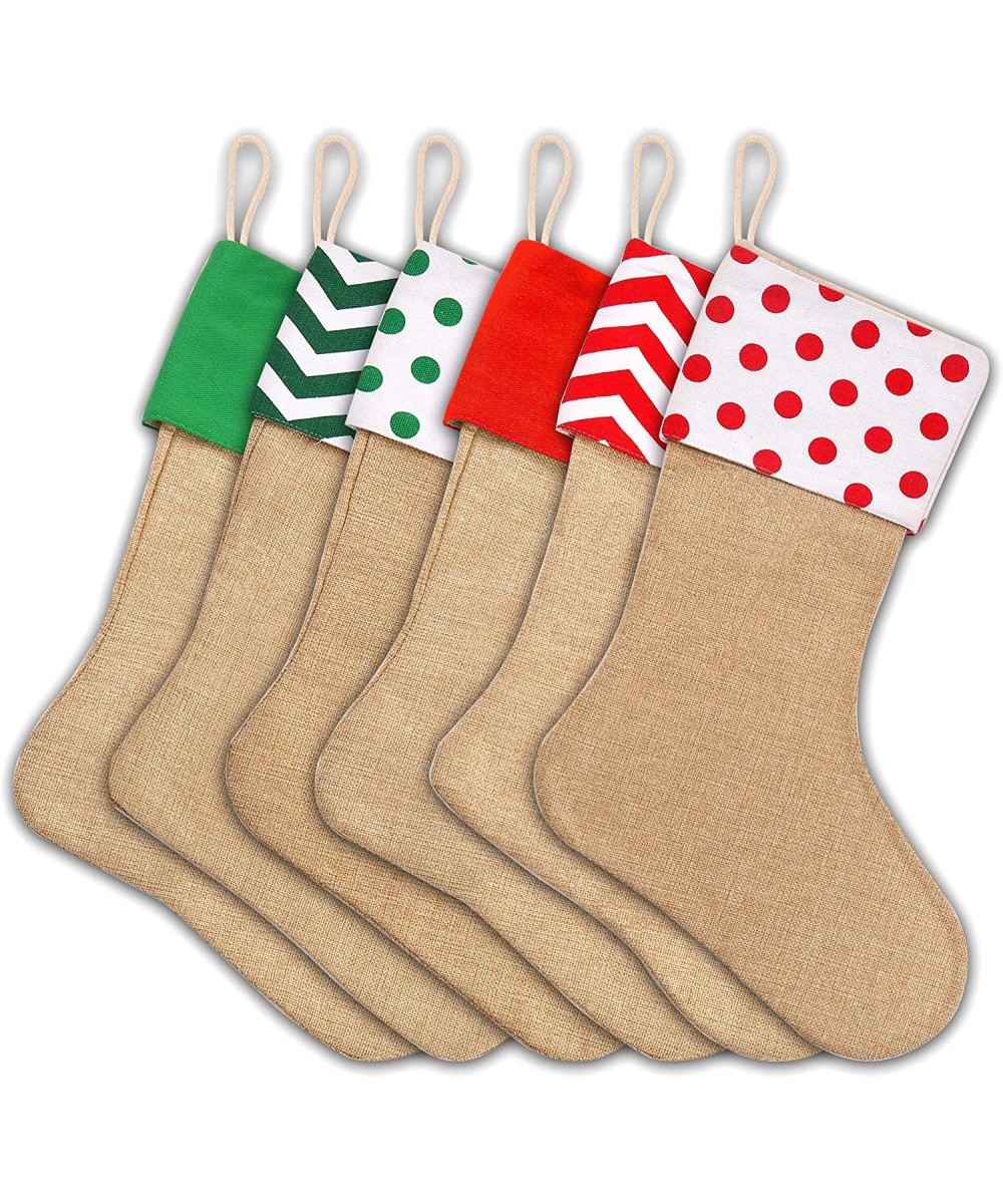 21.5 inch Burlap Christmas Stocking Fireplace Hanging for Gifts Goodies Handmade Projects Set of 6 - CH18U4UOHMC $13.14 Stock...