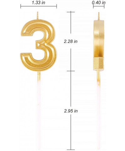 Birthday Cake Candle Number 3- Golden Glitter Numeral Topper Decoration for Wedding Anniversary- Kids and Adults Party Celebr...