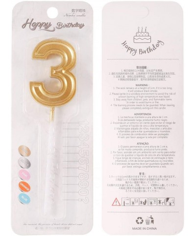 Birthday Cake Candle Number 3- Golden Glitter Numeral Topper Decoration for Wedding Anniversary- Kids and Adults Party Celebr...
