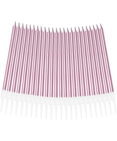 24 Count Pink Birthday Candles- Metallic Long Thin Pink Cake Candles in Holders for Cupcake Wedding Cake Birthday Cake Party ...