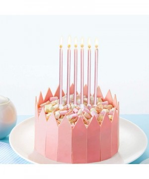 24 Count Pink Birthday Candles- Metallic Long Thin Pink Cake Candles in Holders for Cupcake Wedding Cake Birthday Cake Party ...