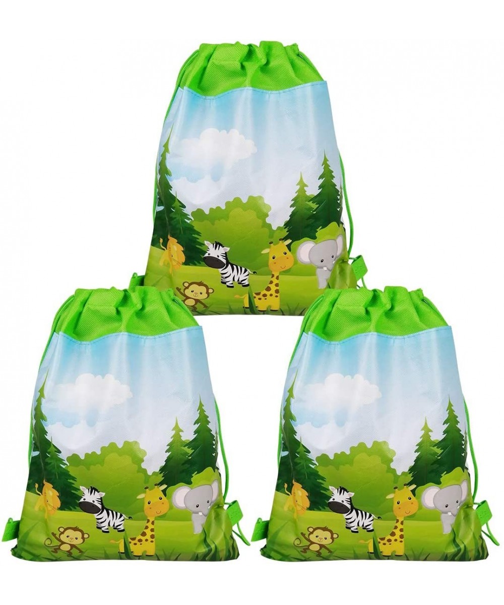 12 Pack Jungle Animal Party Favor Bags- Drawstring Party Gift Bags- Safari Party Supplies Candy Bags- Treat Bags- Party Goodi...