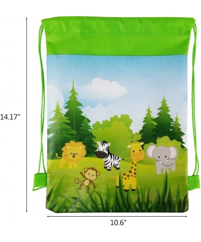 12 Pack Jungle Animal Party Favor Bags- Drawstring Party Gift Bags- Safari Party Supplies Candy Bags- Treat Bags- Party Goodi...