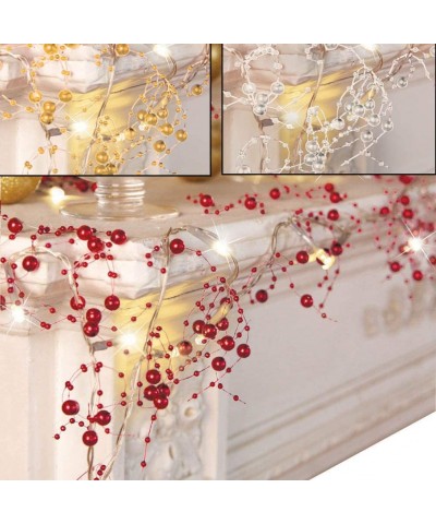 Cordless Lighted Berry Beaded Holiday Christmas Decorations Garland 2.5m (red) - red - CI18M5KMMII $11.57 Garlands