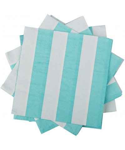 Medium Lunch Napkins - 6 1/2 x 6 1/2 - Aqua Blue Stripe - 16/Pack - Aqua - C61955OLHE3 $5.93 Tableware