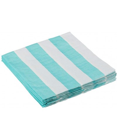 Medium Lunch Napkins - 6 1/2 x 6 1/2 - Aqua Blue Stripe - 16/Pack - Aqua - C61955OLHE3 $5.93 Tableware