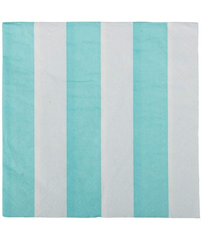 Medium Lunch Napkins - 6 1/2 x 6 1/2 - Aqua Blue Stripe - 16/Pack - Aqua - C61955OLHE3 $5.93 Tableware