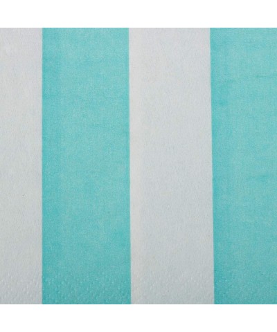 Medium Lunch Napkins - 6 1/2 x 6 1/2 - Aqua Blue Stripe - 16/Pack - Aqua - C61955OLHE3 $5.93 Tableware