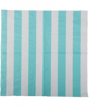 Medium Lunch Napkins - 6 1/2 x 6 1/2 - Aqua Blue Stripe - 16/Pack - Aqua - C61955OLHE3 $5.93 Tableware