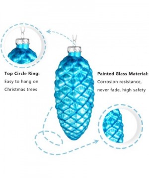 Glass Christmas Decorations- Set of 12 Painted Glass Pine Cone Hanging Ornaments for Christmas Tree Decor (Colour Scheme 1) -...