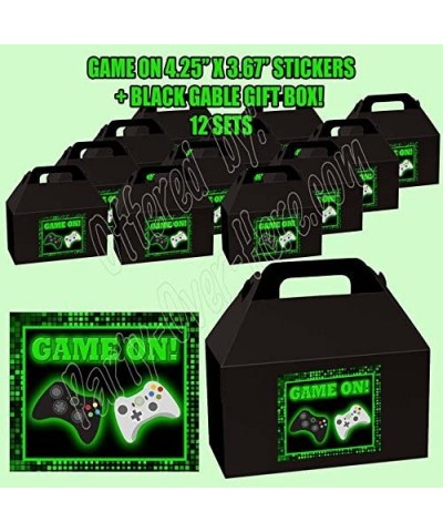 Game On Video Game Controller Party Favor Boxes with Thank you Decals Stickers Loots Black Birthday Shower 12 Pieces Great Se...